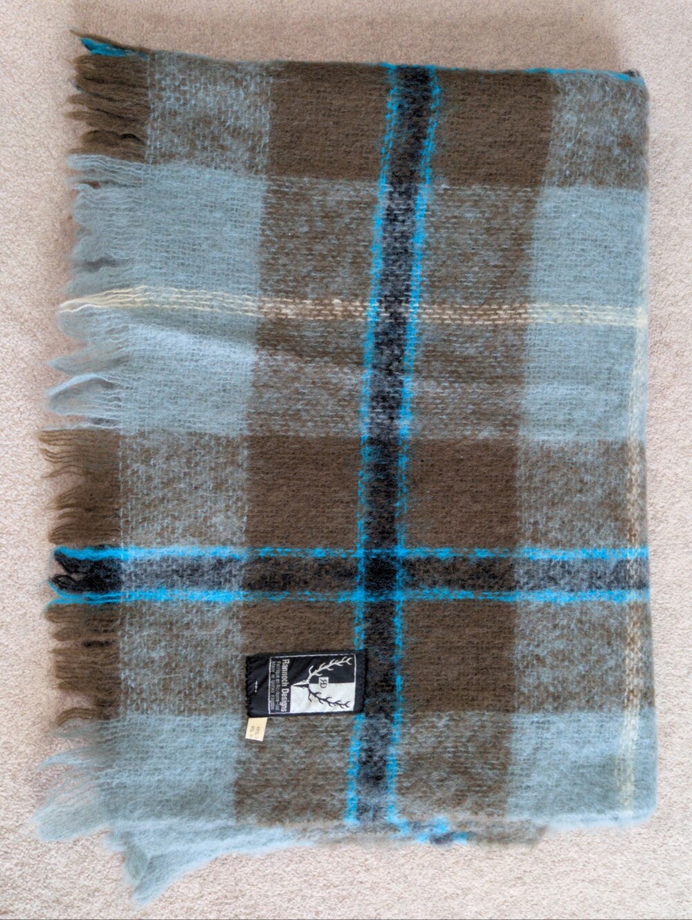 Vintage England Wool Tartan Plaid Blanket